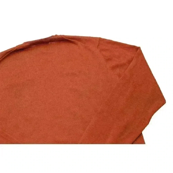 Joseph Abboud Mens Large 100% Extra Fine Merino Wool Burnt Orange V-Neck Sweater - Picture 8 of 9
